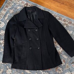 Elegant Black Double-Breasted Pea Coat